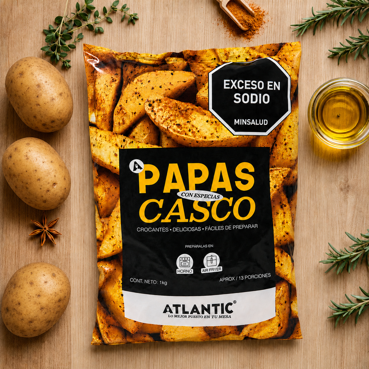 Papas en Cascos con Especias 1 kg